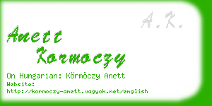 anett kormoczy business card