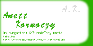 anett kormoczy business card